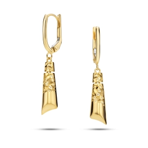 Złote kolczyki wiszące - diamentowana elegancja 585 Basic