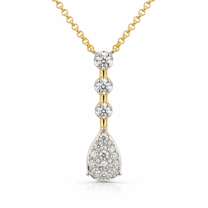 Złoty Naszyjnik z Brylantami 0,12 ct 585 – Wisząca Łezka