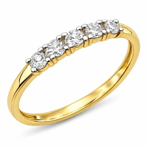 Złoty Pierścionek 585 z 5 Naturalnymi Brylantami 0,03 ct