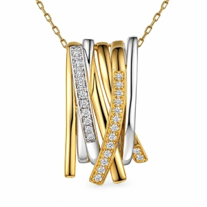 Złota Zawieszka 585 Dwukolorowa z Naturalnymi Brylantami 0,14 ct – Mediolan