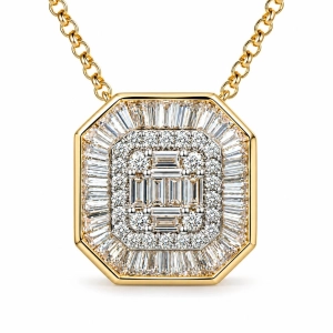 Złoty Naszyjnik 585 z Naturalnymi Brylantami 0,46 ct – Bagietki Florencja GLAMOUR