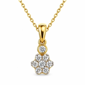 Złota Zawieszka Kwiat 585 z Naturalnymi Brylantami 0,03 ct