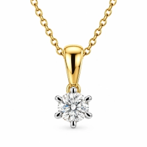 Złota Zawieszka 585 Dwukolorowa z Naturalnym Brylantem 0,11 ct