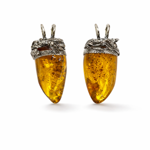 Srebrna zawieszka z bursztynem