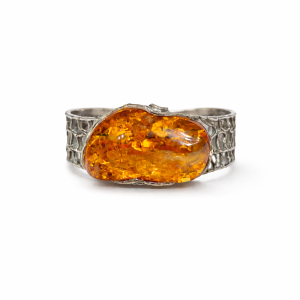 Bransoleta srebrna z bursztynem