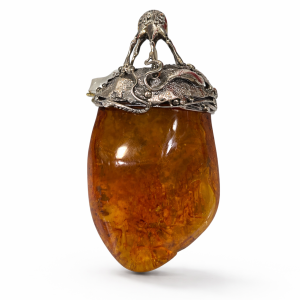 Srebrna zawieszka z bursztynem