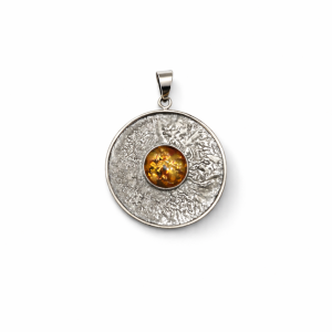 Srebrna zawieszka z bursztynem