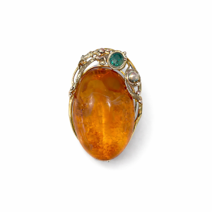 Srebrna zawieszka z bursztynem