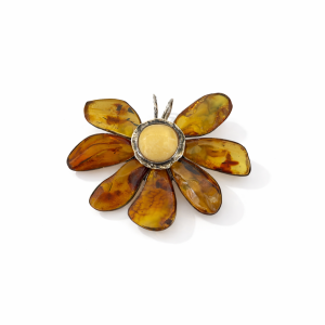 Srebrna zawieszka z bursztynem